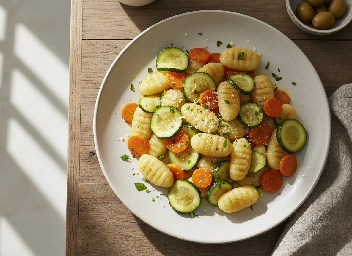 Gnocchi mit Zucchini und Karotten photo
