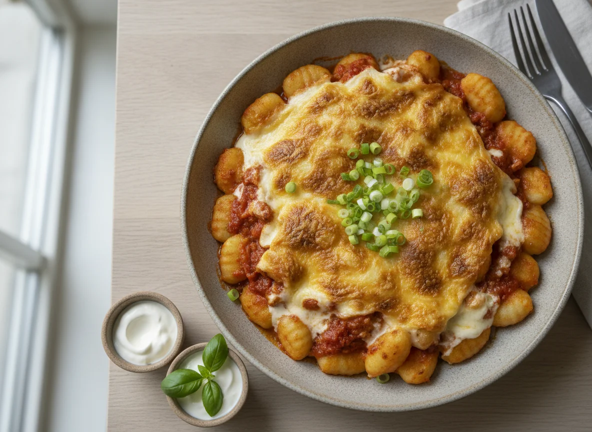 Gnocchi-Auflauf mit Tomatensauce und Käse photo