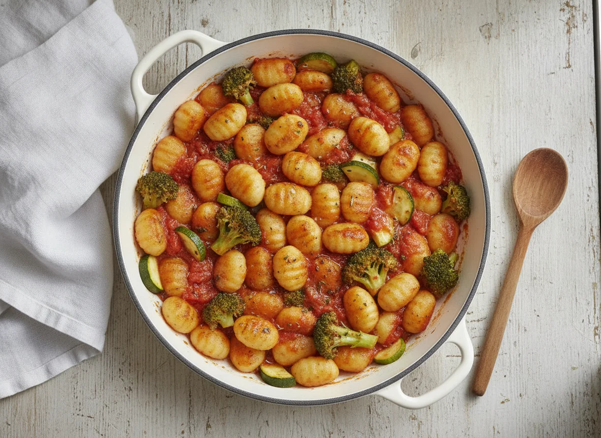 Gnocchi-Pfanne mit Brokkoli und Tomatensauce photo
