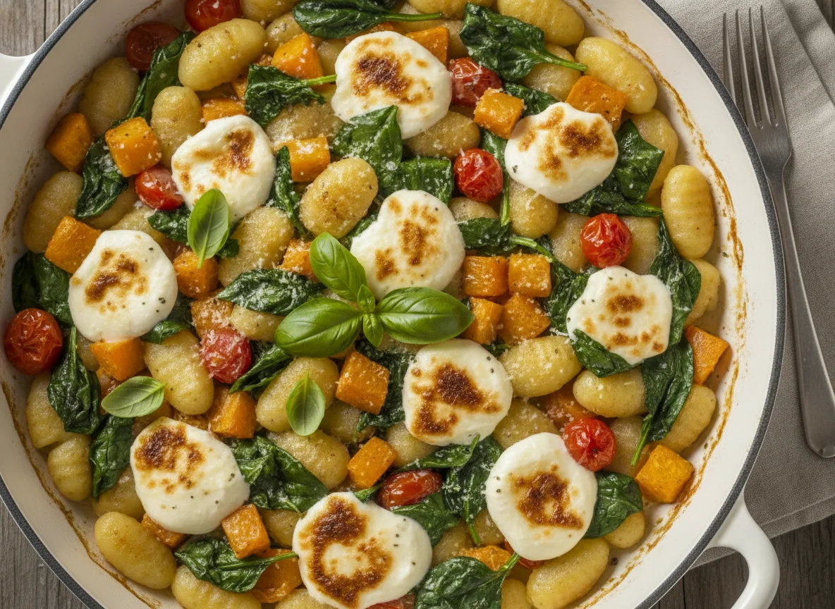 Gnocchi-Pfanne mit Gemüse und Käse photo