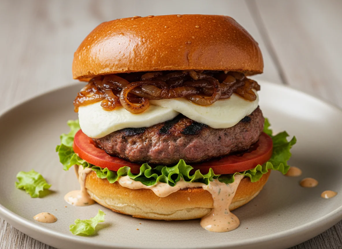 Gourmet Burger mit Brioche-Brötchen photo