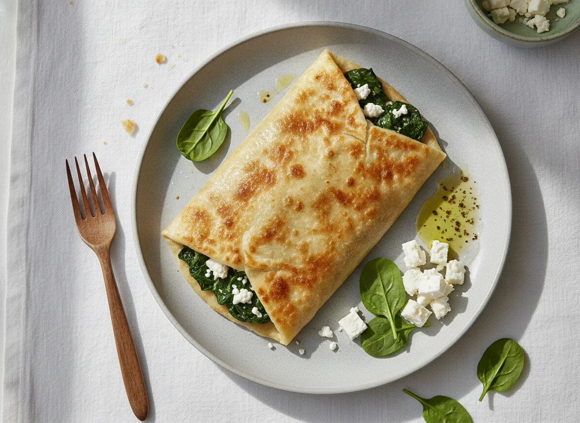 Gözleme mit Spinat und Feta photo