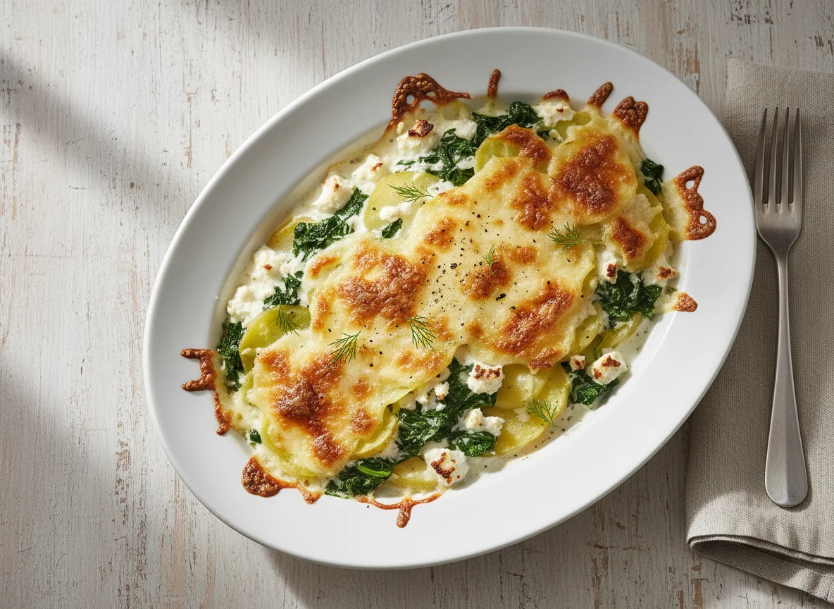 Gratin mit Spinat und Feta photo