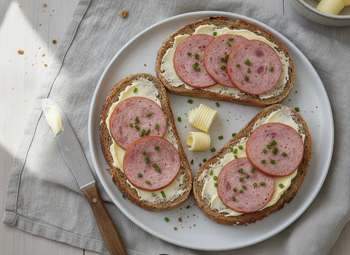 Graubrot mit Jagdwurst photo