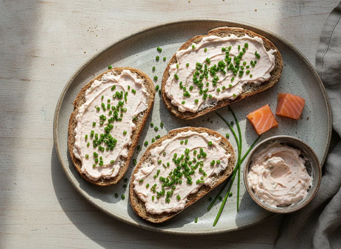 Graubrot mit Lachs-Frischkäse-Aufstrich photo