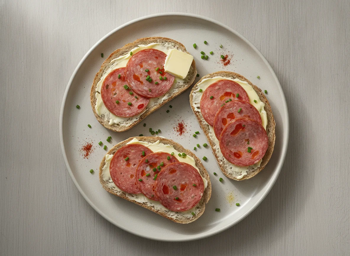 Graubrot mit Paprikalyoner photo