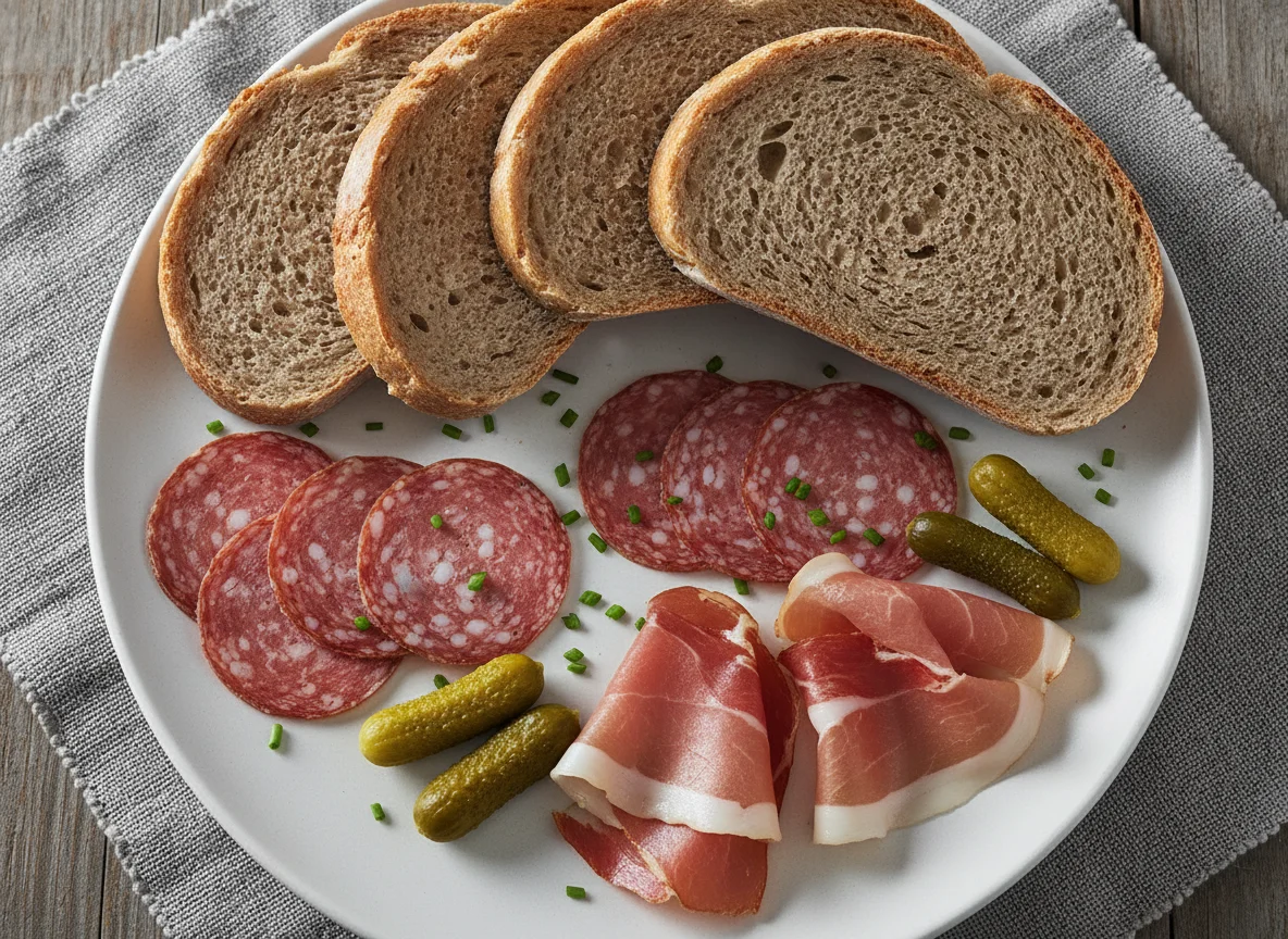 Graubrot mit Salami photo