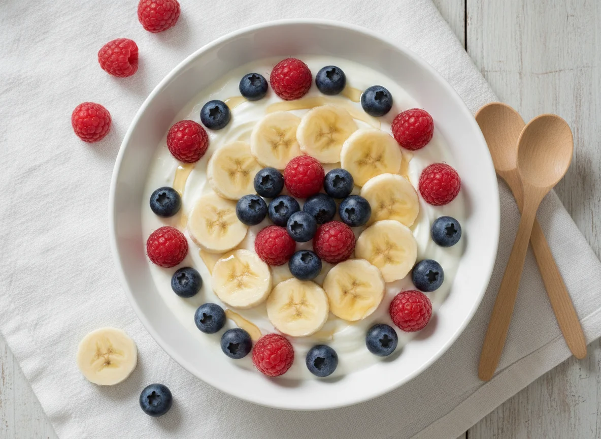 Griechischer Joghurt mit Früchten photo