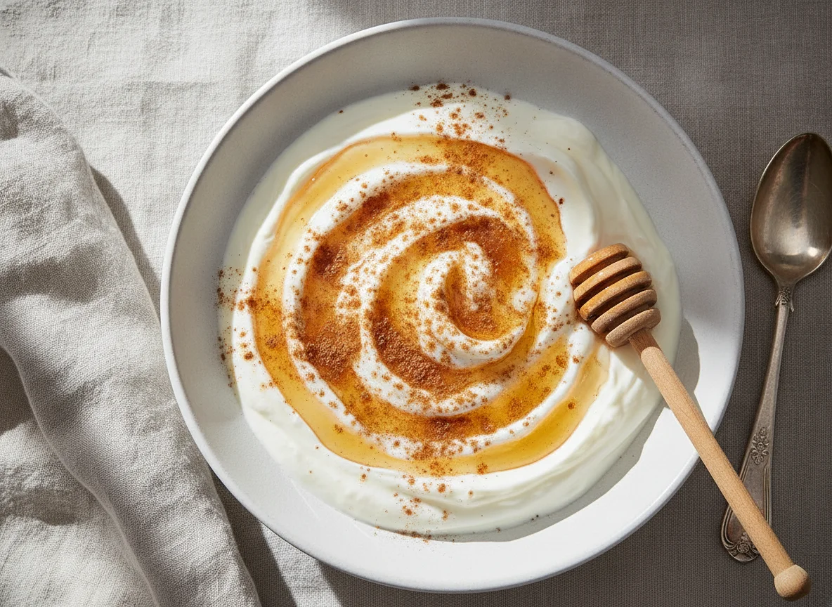 Griechischer Joghurt mit Honig und Zimt photo