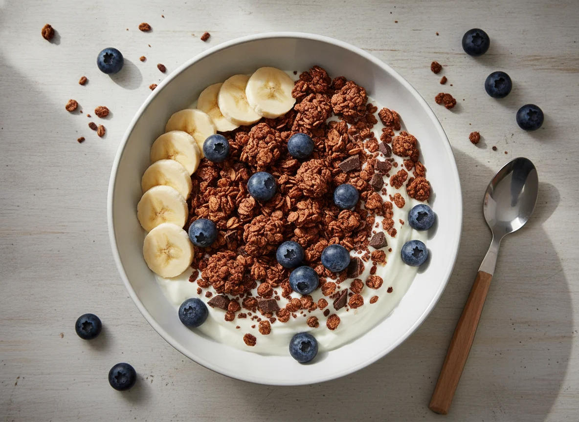 Griechischer Joghurt mit Müsli und Früchten photo
