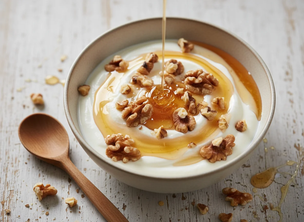 Griechischer Joghurt mit Walnüssen und Honig photo