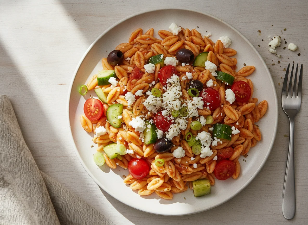 Griechischer Kritharaki-Salat photo