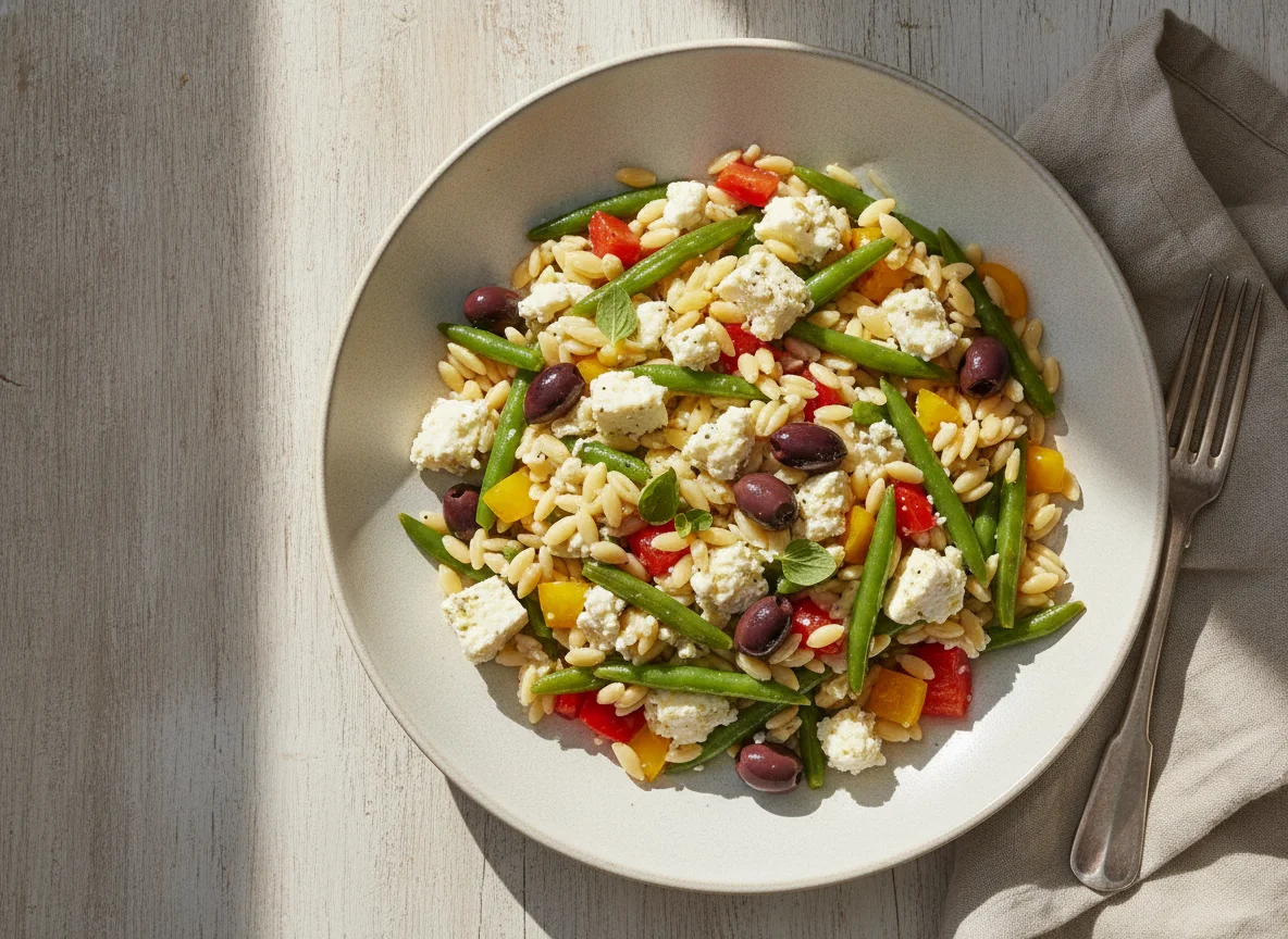 Griechischer Nudelsalat mit Kritharaki photo