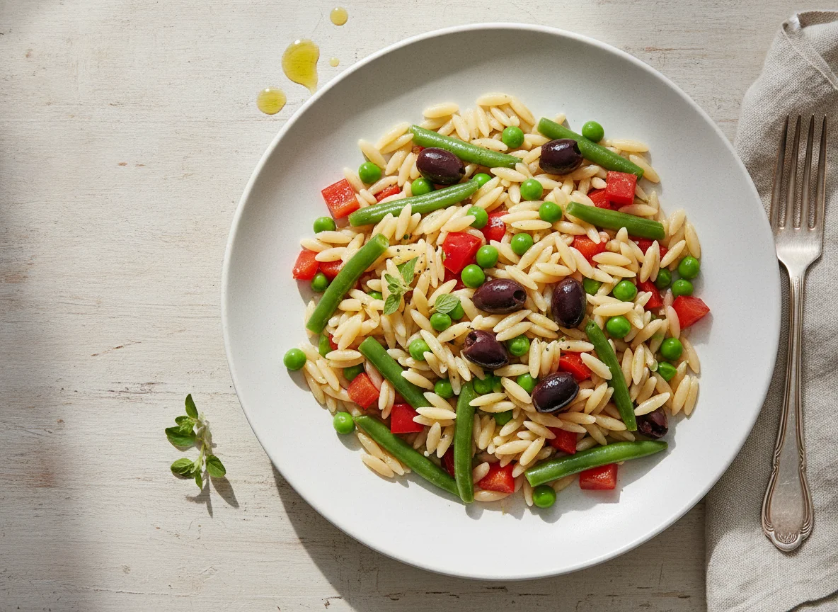 Griechischer Nudelsalat mit Orzo photo