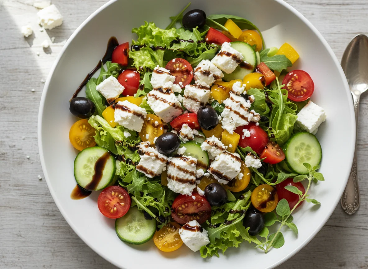 Griechischer Salat mit Balsamico-Dressing photo