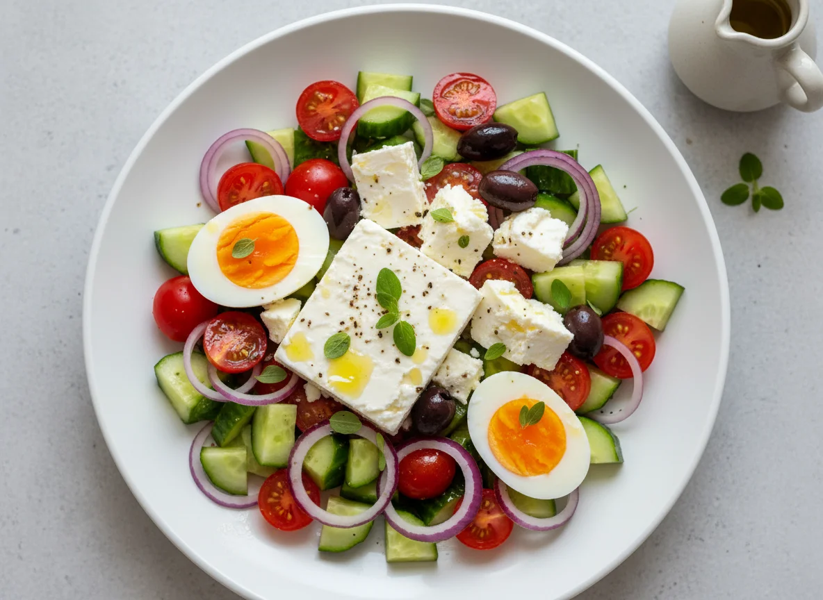 Griechischer Salat mit Ei photo