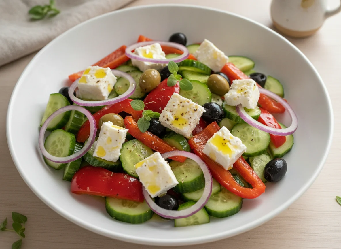Griechischer Salat mit Feta und Paprika photo