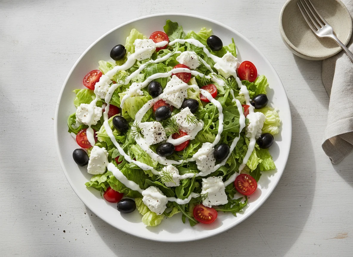 Griechischer Salat mit Joghurtdressing photo