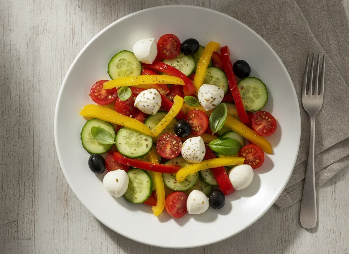 Griechischer Salat mit Mozzarella photo