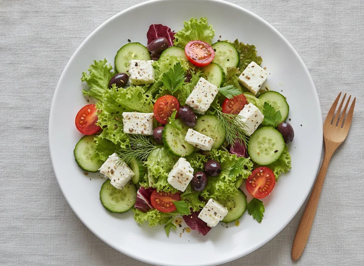 Griechischer Salat mit Oliven und Feta photo