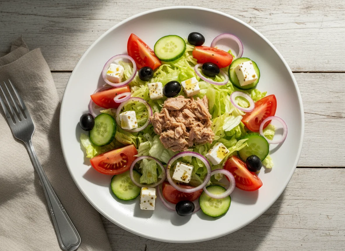 Griechischer Salat mit Thunfisch photo
