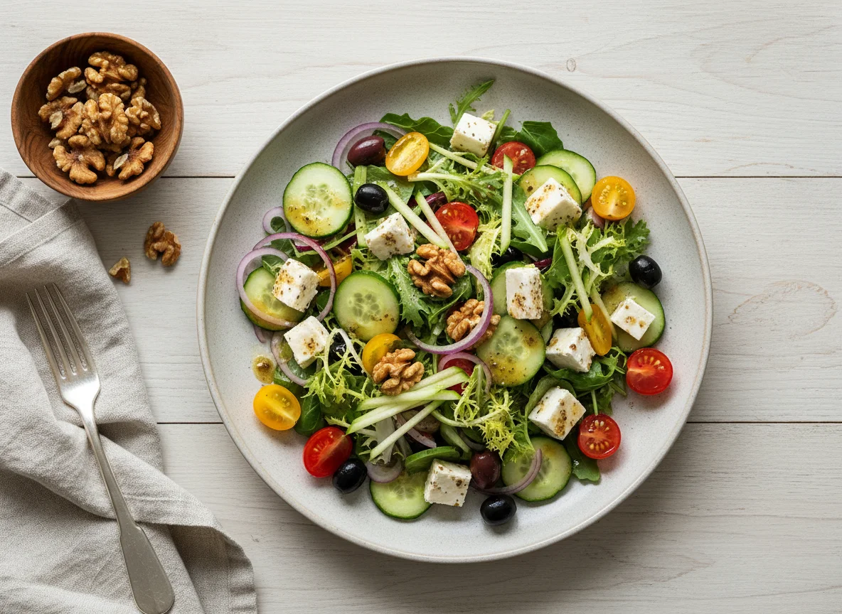 Griechischer Salat mit Walnüssen photo