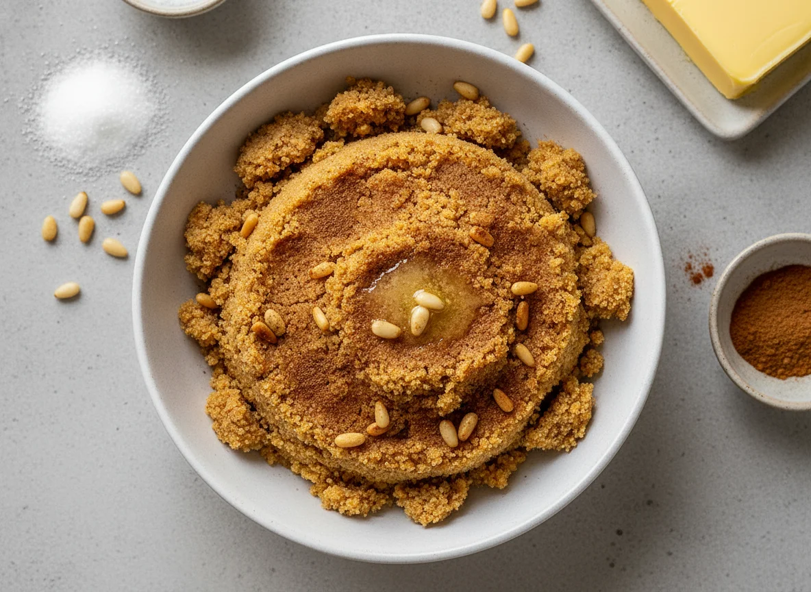 Grieß-Halva mit Pinienkernen photo