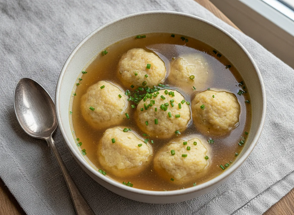 Grießnockerlsuppe mit Schnittlauch photo