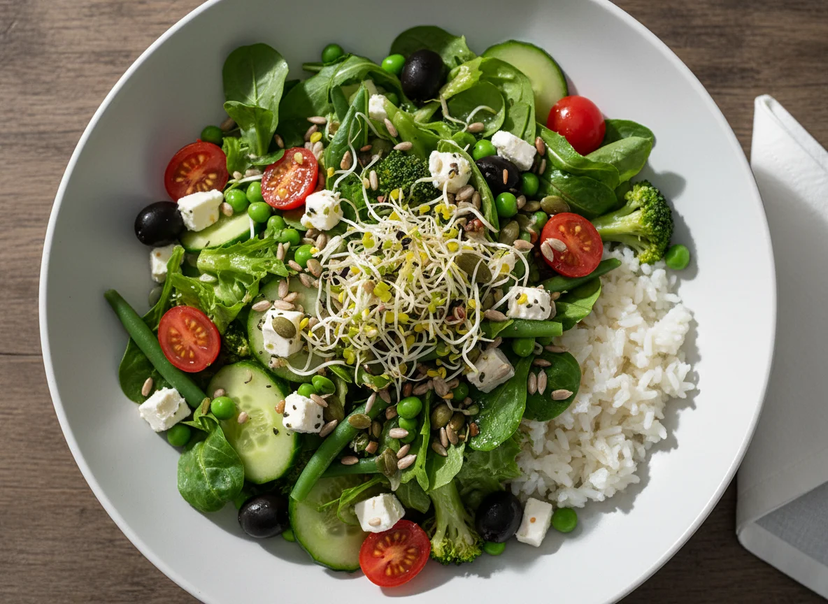 Großer Gemischter Salat mit Samen und Sprossen photo