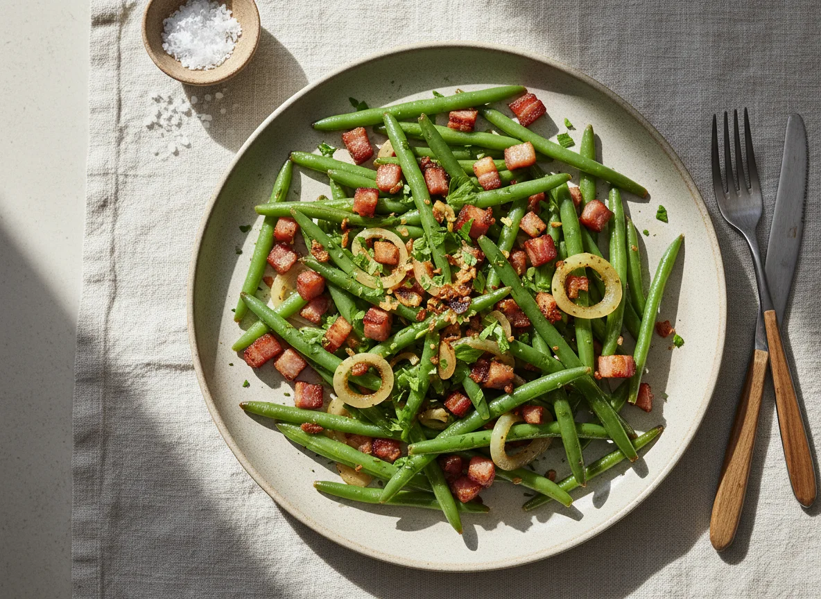 Grüne Bohnen mit Speck photo