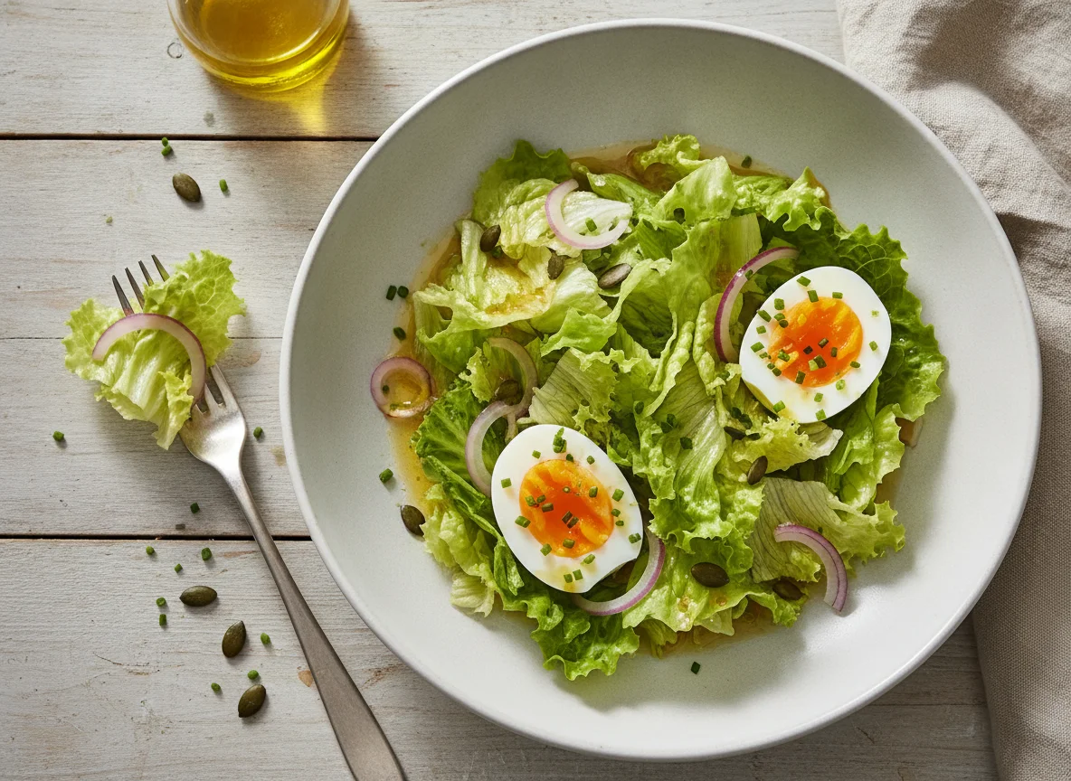 Grüner Salat mit Ei photo