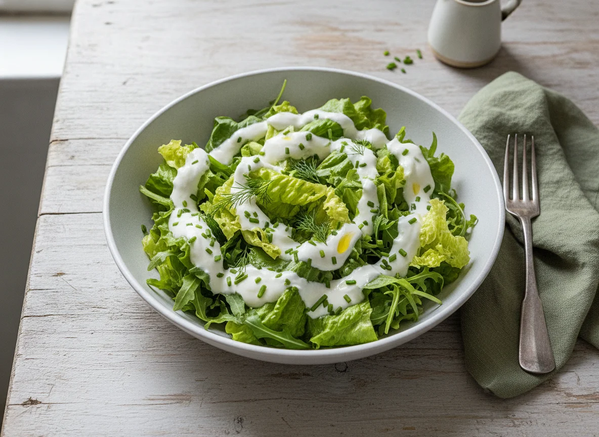 Grüner Salat mit Joghurtdressing photo