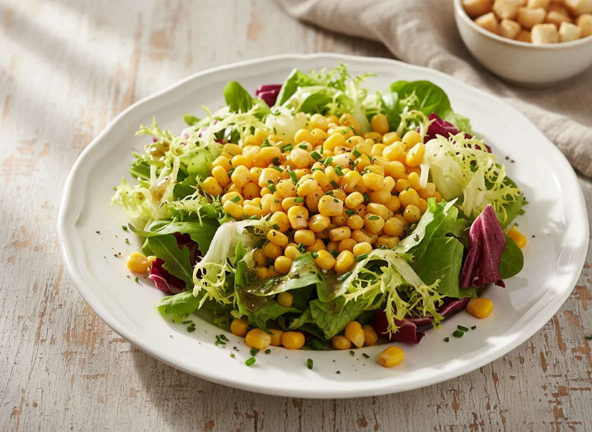 Grüner Salat mit Mais photo