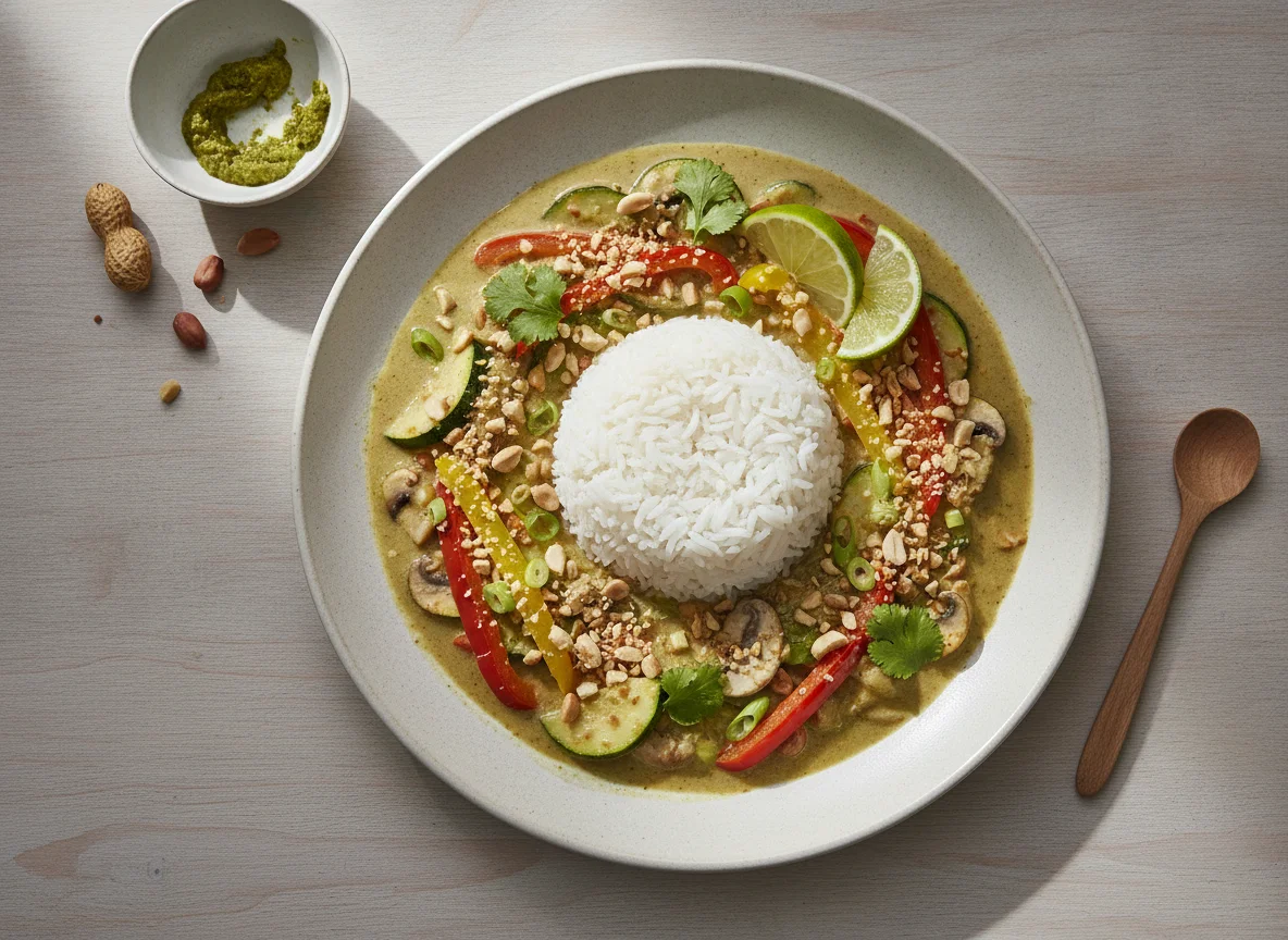 Grünes Curry mit Jasminreis photo