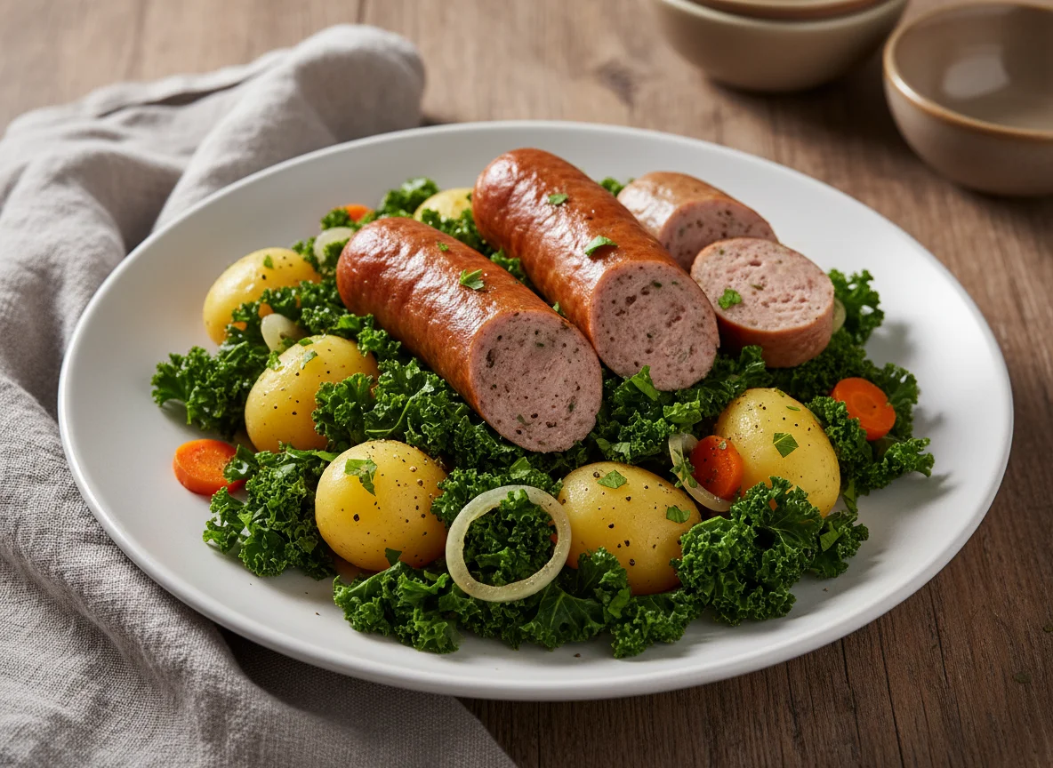 Grünkohl mit Pinkel oder Kochwurst photo