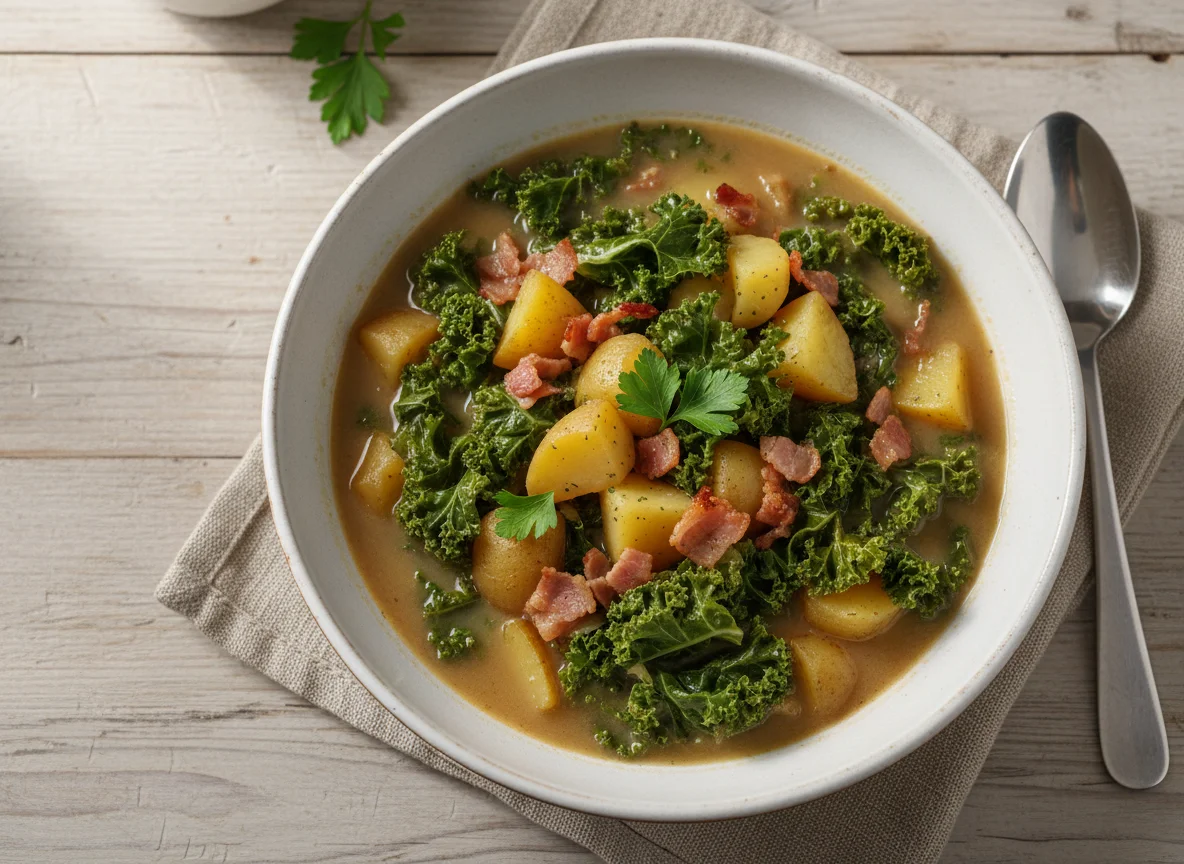Grünkohl-Eintopf mit Kartoffeln und Speck photo
