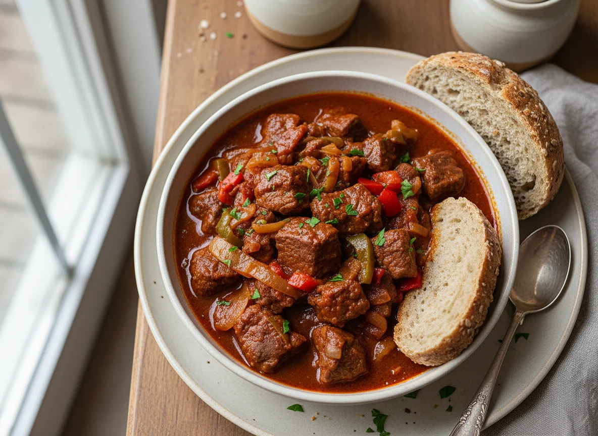 Gulasch mit Brot photo