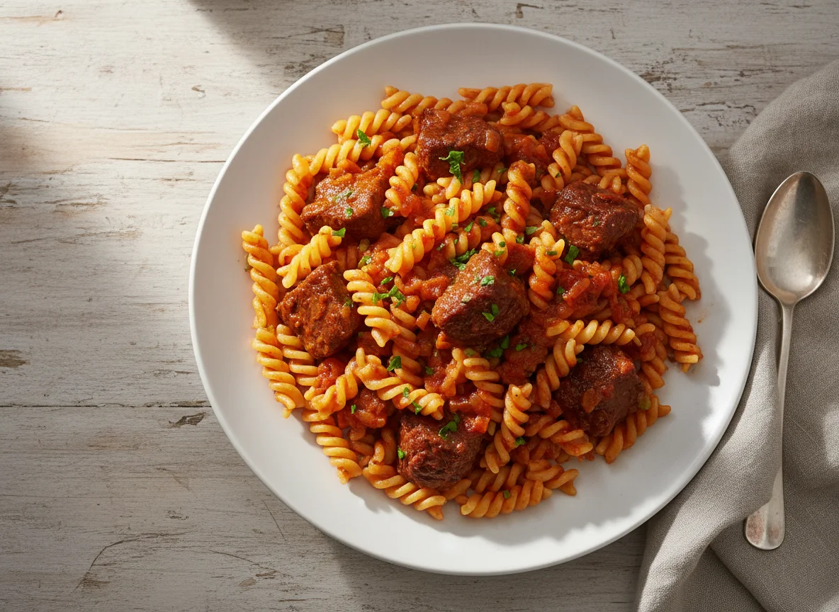 Gulasch mit Fusilli photo