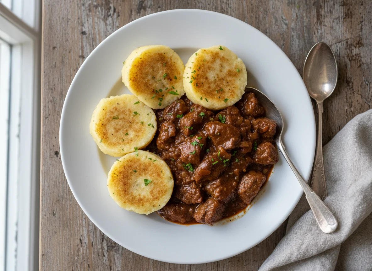 Gulasch mit Kartoffelknödel photo