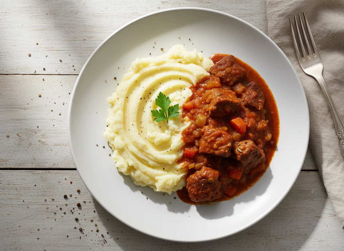 Gulasch mit Kartoffelstock photo