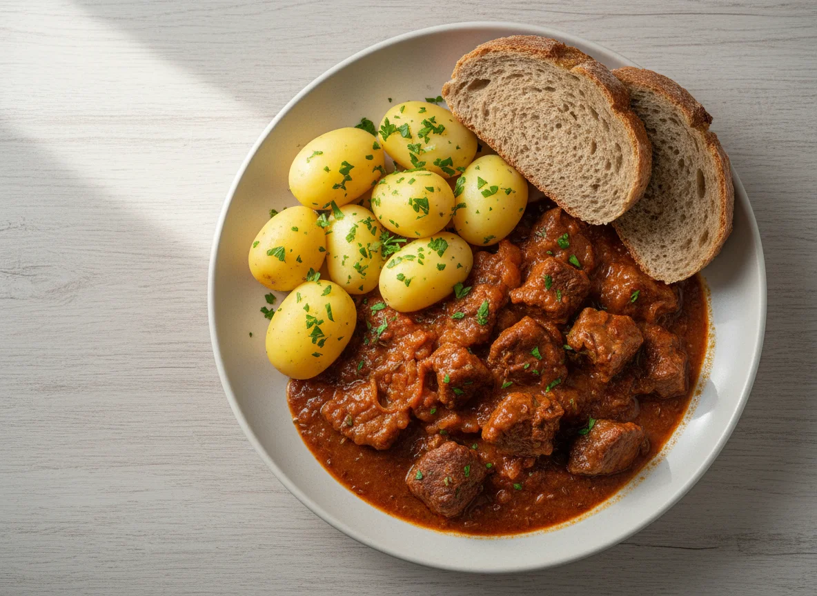Gulasch mit Salzkartoffeln photo