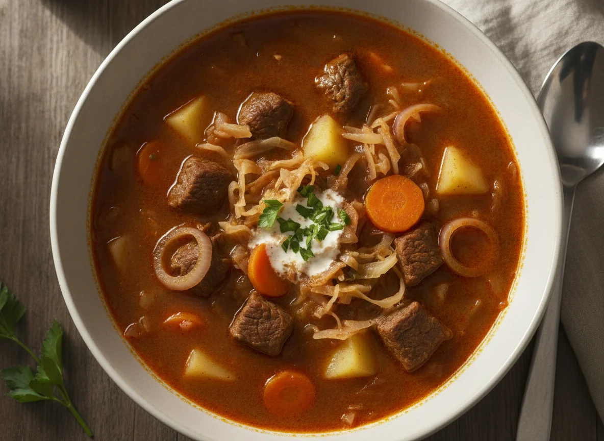 Gulaschsuppe mit Kraut photo