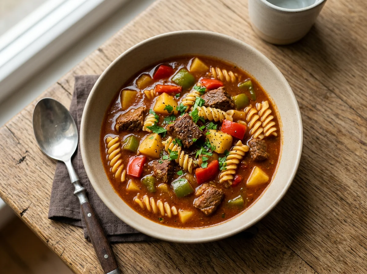 Gulaschsuppe mit Nudeln photo