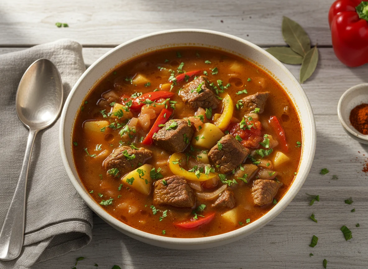 Gulaschsuppe mit Petersilie photo