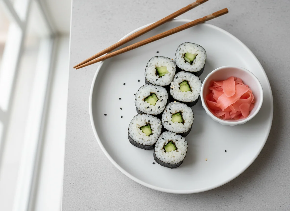 Gurken Maki mit eingelegtem Ingwer photo