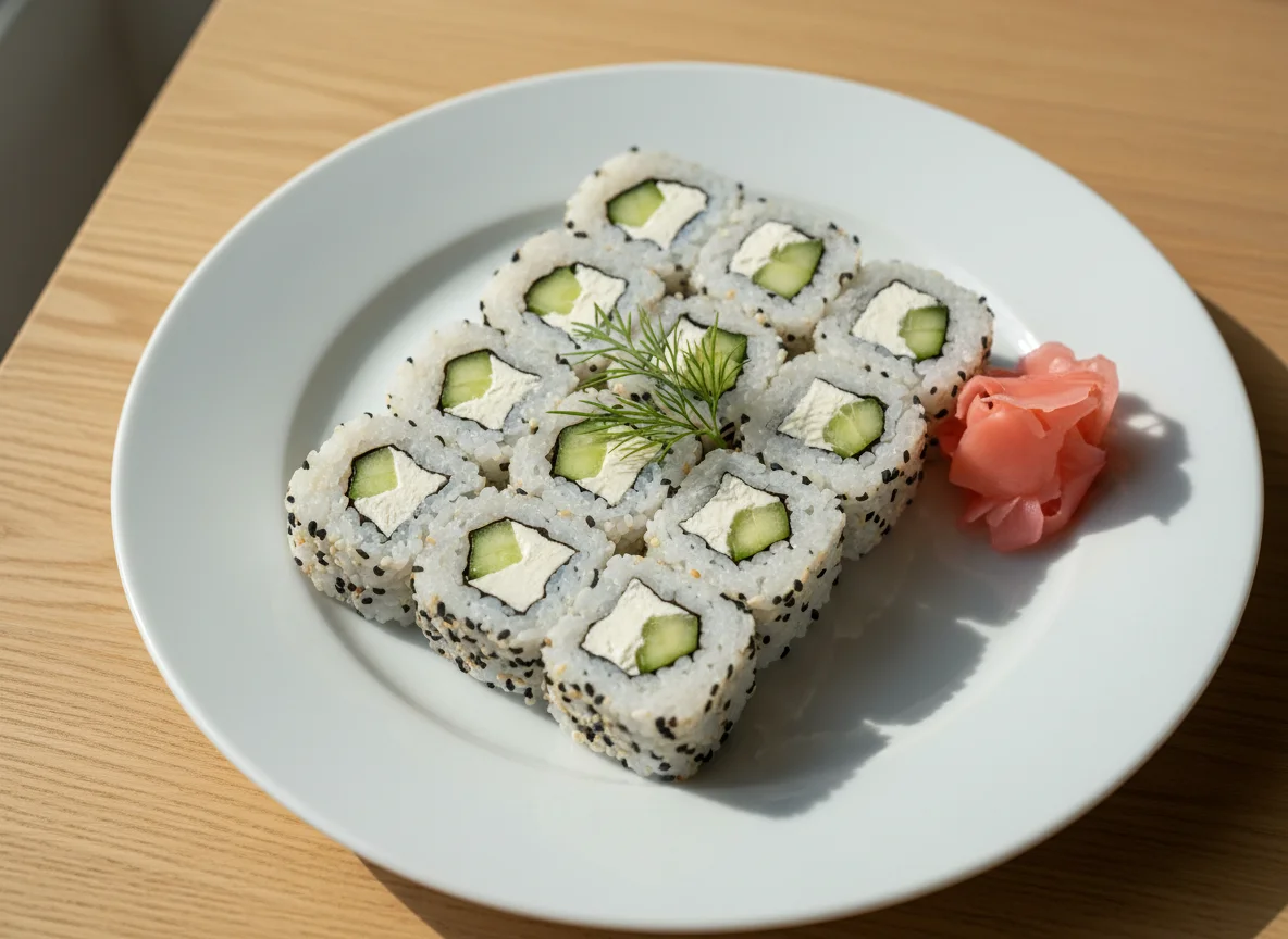 Gurken-Frischkäse Uramaki Sushi photo