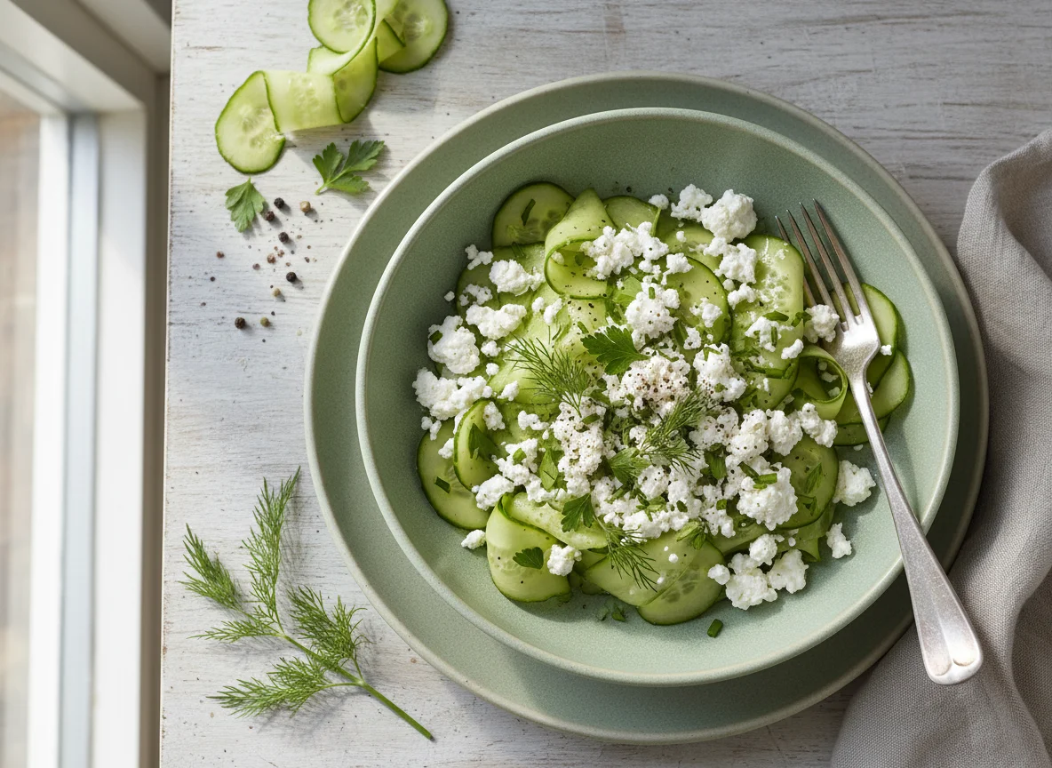 Gurkensalat mit Hüttenkäse photo