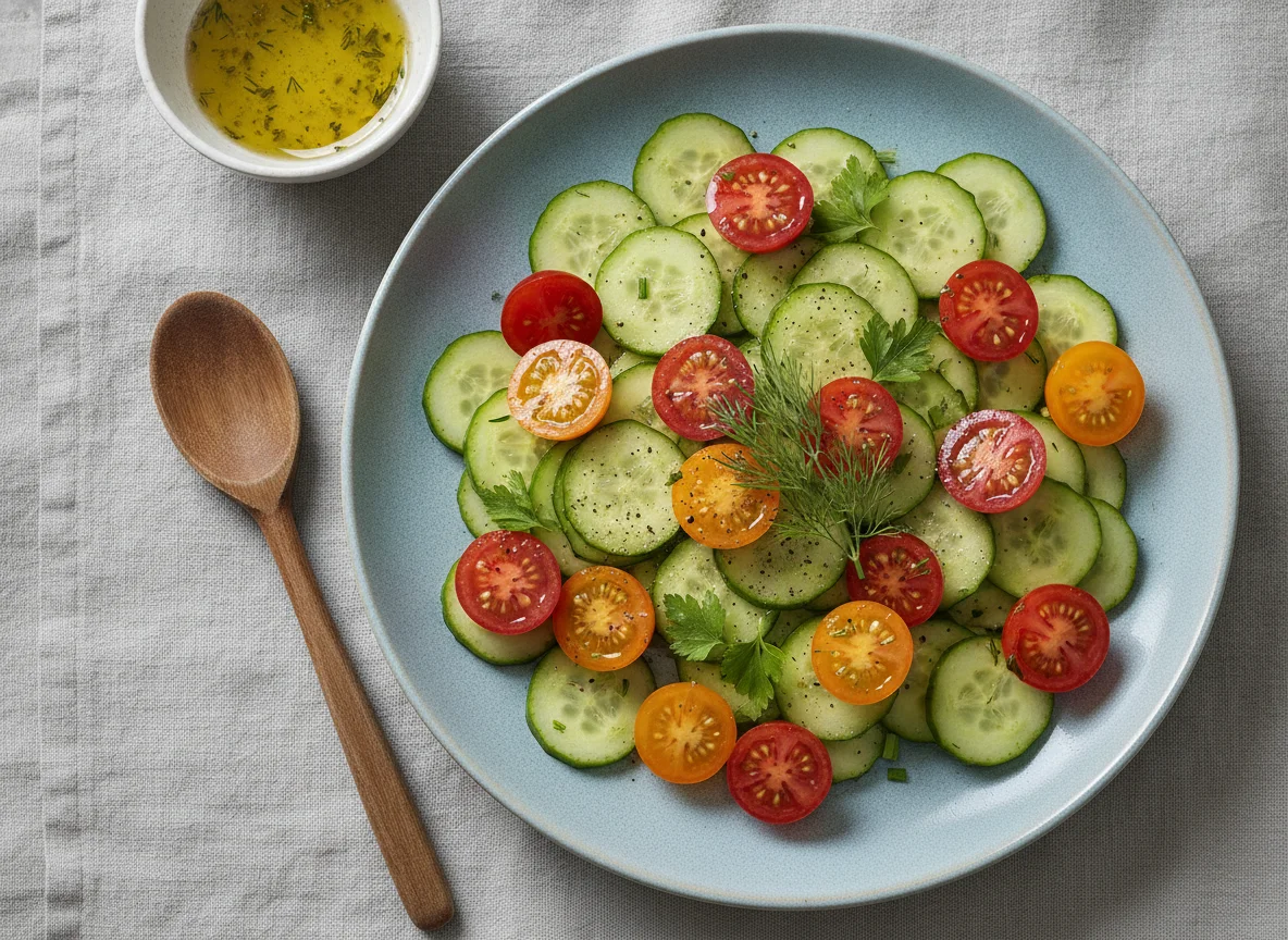 Gurkensalat mit Kirschtomaten photo