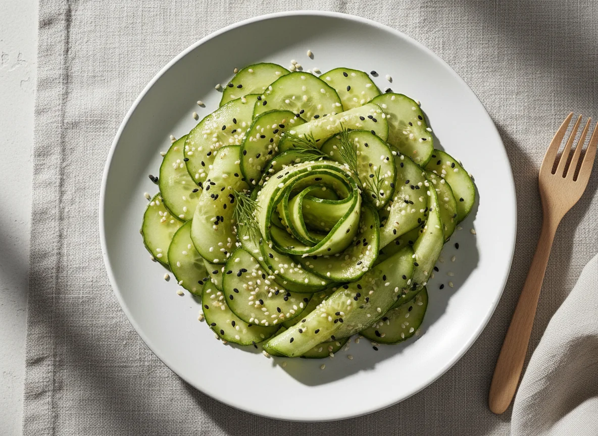 Gurkensalat mit Sesamsamen photo