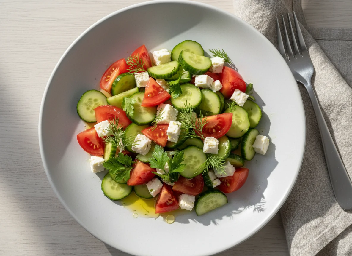 Gurken-Tomaten-Salat mit Feta light photo